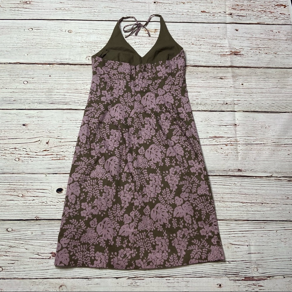 J Crew Floral Print Brown and Pink Halter Dress Sz 2 - Picture 13 of 16